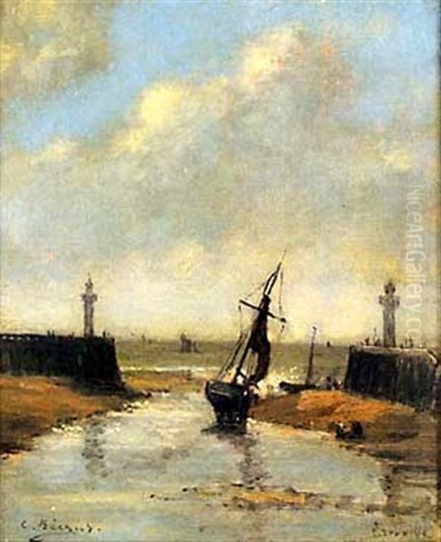 Trouville Oil Painting by Charles Francois Pecrus