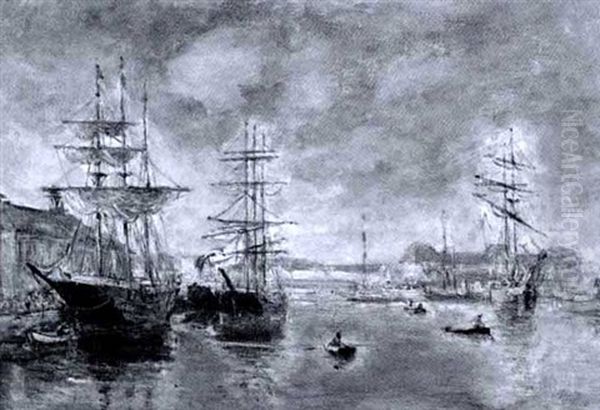 Le Port Du Havre Oil Painting by Charles Francois Pecrus