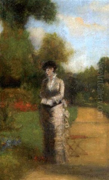 Elegante Au Jardin Oil Painting by Charles Francois Pecrus