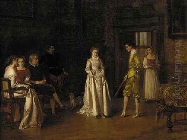 The Dancing Lesson Oil Painting by Charles Francois Pecrus