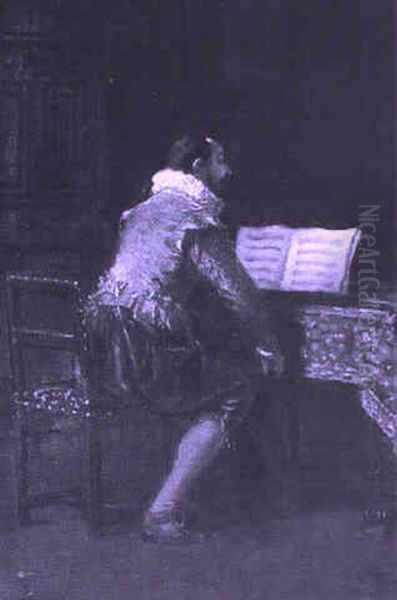 Musician Oil Painting by Charles Francois Pecrus