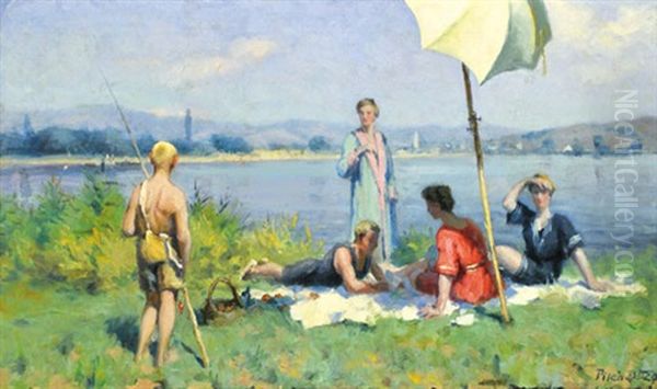 Summer Afternoon Oil Painting by Dezsoe Pecsi Pilch