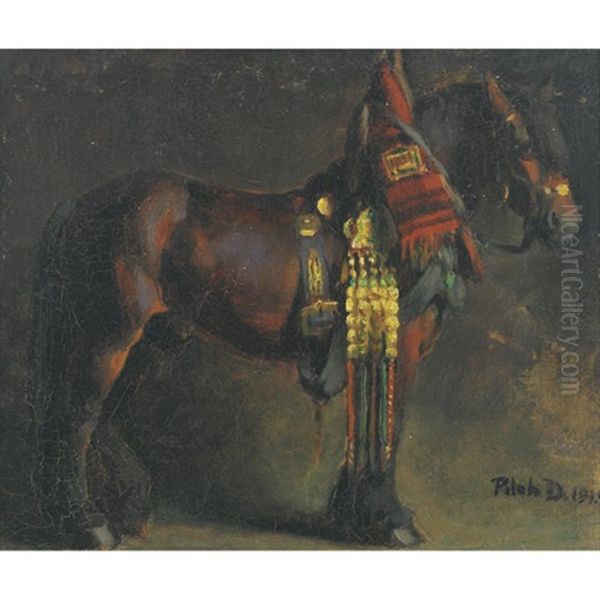 Draft Horse In Parade Regalia (study) by Dezsoe Pecsi Pilch