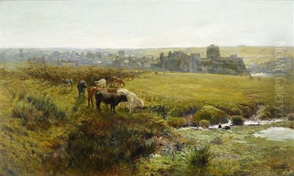 Landscape With Cattle Oil Painting by John Pedder