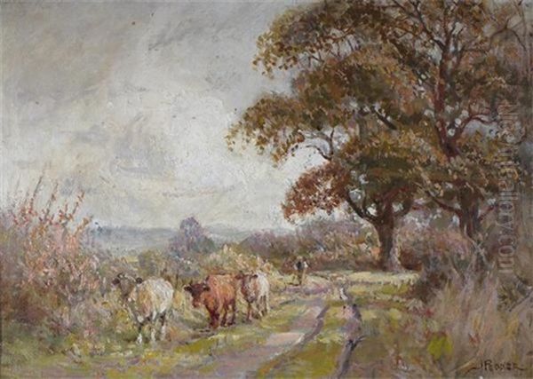 Ploughing Scene (+ Another; Pair) Oil Painting by John Pedder