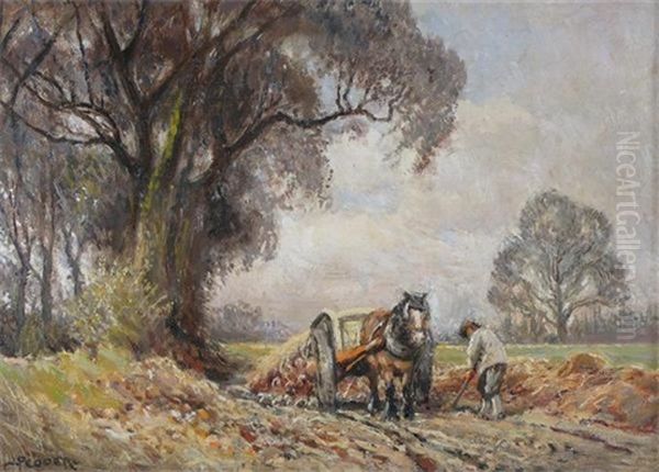 Ploughing Scene (+ Another; Pair) Oil Painting by John Pedder