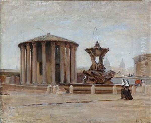 At The Vesta Temple In Rome Oil Painting by Ole Pedersen