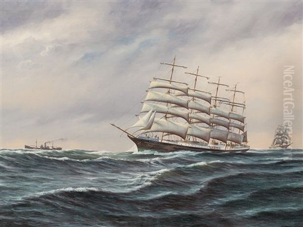 Sailing Ship Oil Painting by Thorolf Pedersen