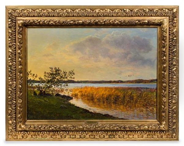 River Scene Oil Painting by Viggo Pedersen