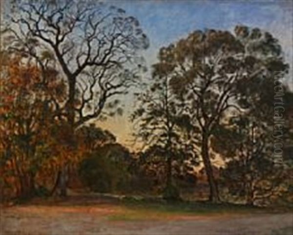 An October Evening In Fredensborg, Denmark Oil Painting by Viggo Pedersen