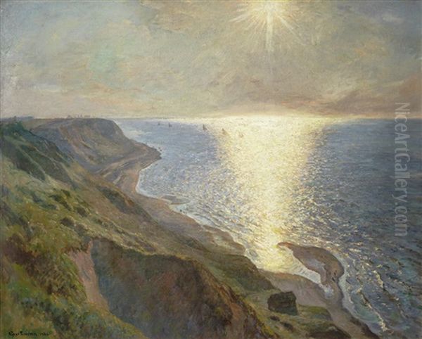 Sunset Over The Sea Oil Painting by Viggo Pedersen