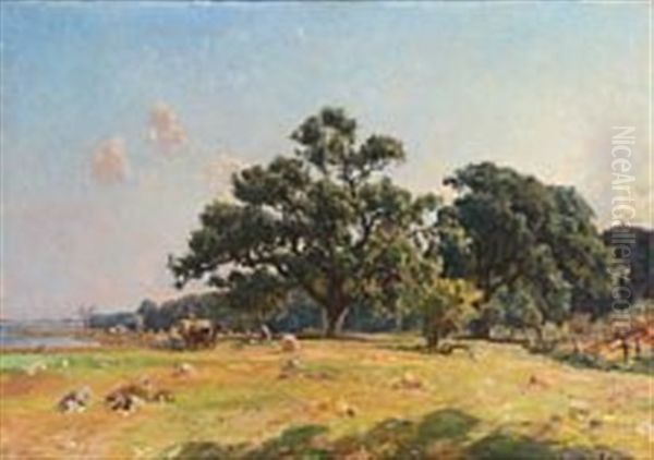 Summer Day On The Field Oil Painting by Viggo Pedersen