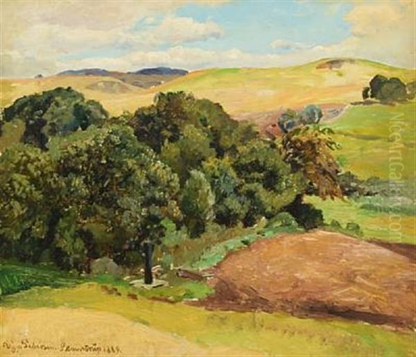 Danish Summerlandscape Oil Painting by Viggo Pedersen