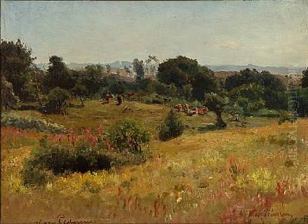 Southern European Landscape Oil Painting by Viggo Pedersen