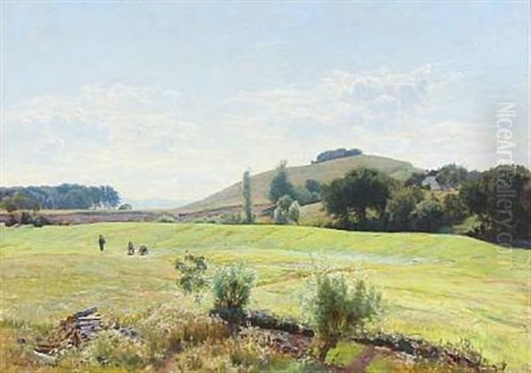 Danish Summer Landscape Oil Painting by Viggo Pedersen