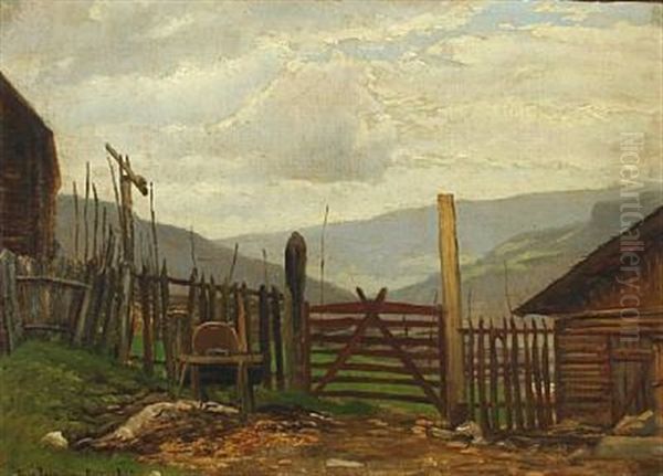 Farm Exterior, Norway Oil Painting by Viggo Pedersen