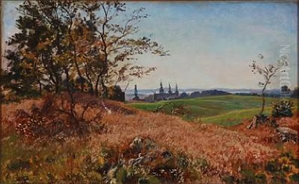 View Towards Frederiksborg Castle, Denmark Oil Painting by Viggo Pedersen