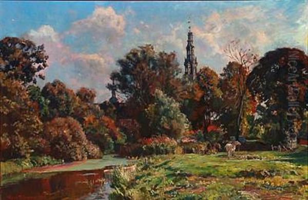 Porttarnet I Frederiksborg Oil Painting by Viggo Pedersen