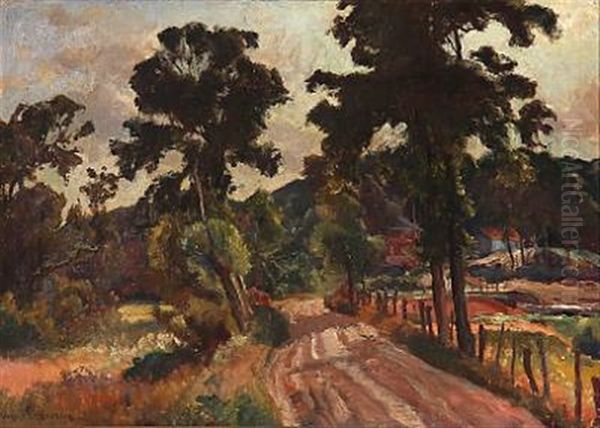 Road Near Jyllinge, Denmark Oil Painting by Viggo Pedersen