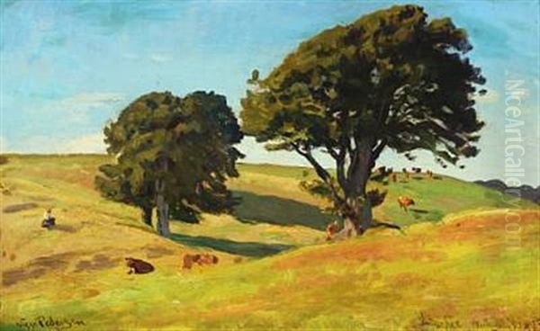 Summer Day At Lisedal Near Torbenfeld, Denmark Oil Painting by Viggo Pedersen