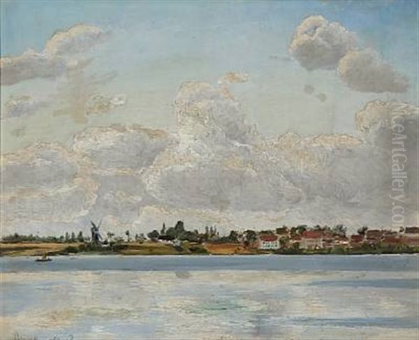 Coastal Scene From Skaelskor, Denmark Oil Painting by Viggo Pedersen