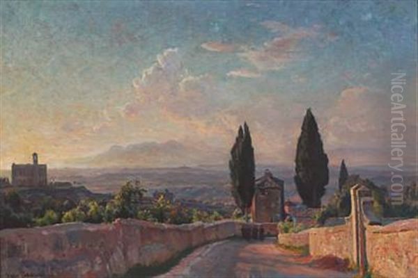 Italian Landscape From Porta Fiorentina Oil Painting by Viggo Pedersen