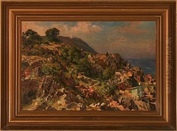 Rocky Landscape Oil Painting by Viggo Pedersen