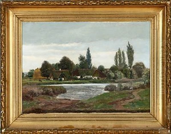 A Pond Oil Painting by Viggo Pedersen