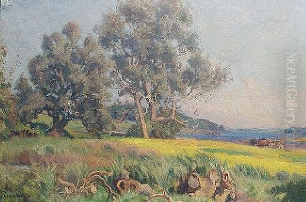 Country Landscape Oil Painting by Viggo Pedersen