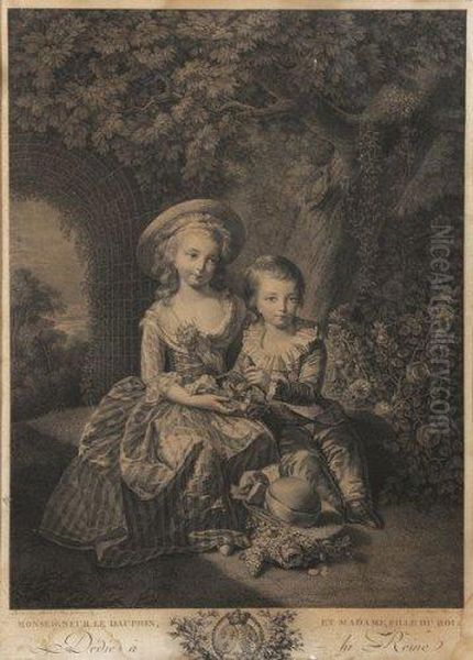 Monseigneur Le Dauphin Et Madame Fille Du Roi Enfants. Oil Painting by Maurice Blot