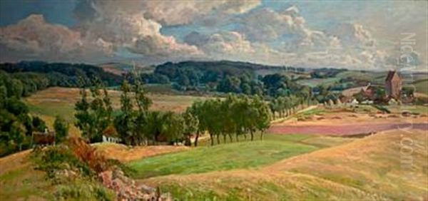 View From Holmstrup Oil Painting by Viggo Pedersen