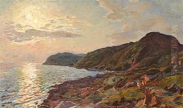 Solglans I Havet, Kullen Oil Painting by Viggo Pedersen