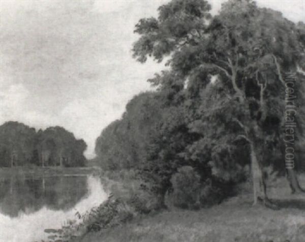 Abendstimmung Am Waldsee Oil Painting by Viggo Pedersen