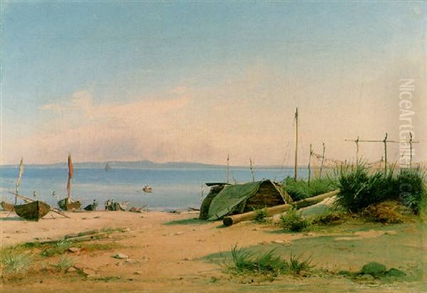 From Hornbaek Beach Oil Painting by Wilhelm Thomas Pedersen