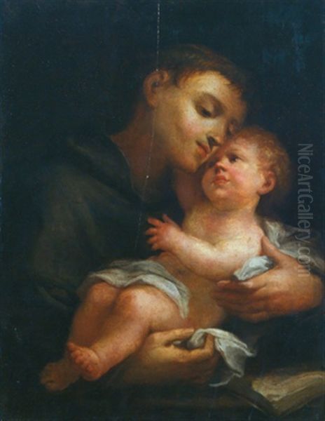 Der Heilige Antonius Mit Dem Jesusknaben - Sant'antonio Con Gesu Bambino Oil Painting by Domenico Pedrini