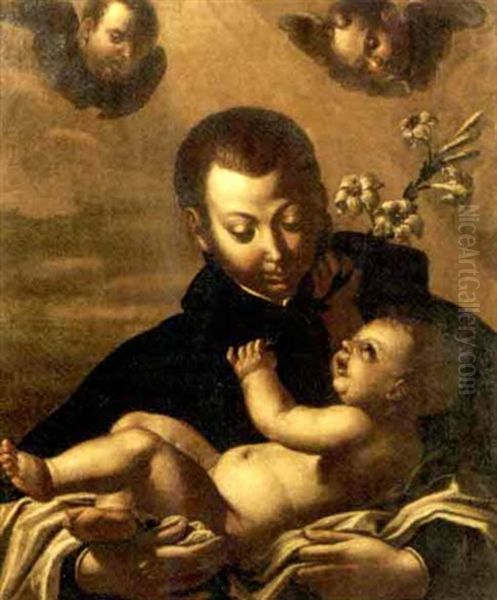 San Stanislao Kotska Con Gesu Bambino Oil Painting by Filippo Pedrini