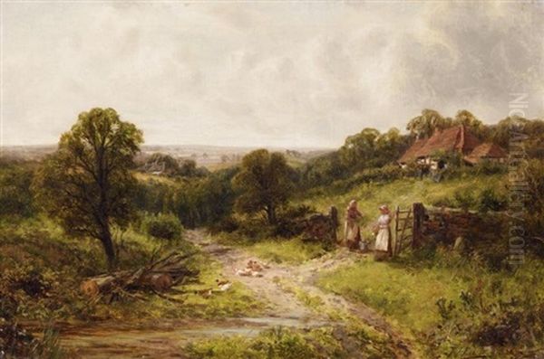 Vor Einem Englischen Cottage Oil Painting by James Peel