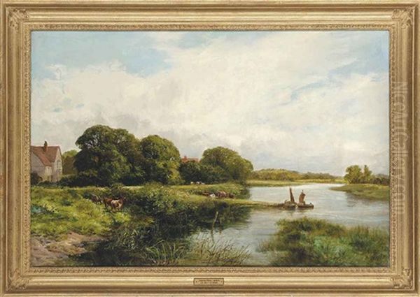 A Peaceful Day On The River Oil Painting by James Peel