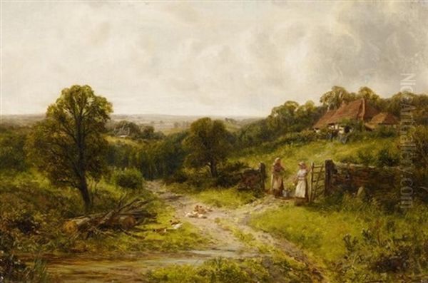 Vor Einem Englischen Cottage Oil Painting by James Peel