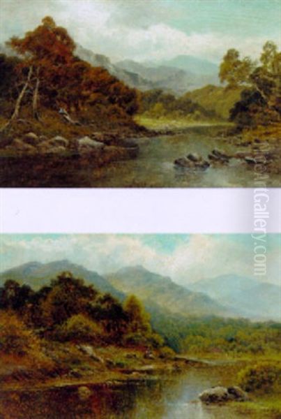 Figures By A Tranquil River Oil Painting by James Peel