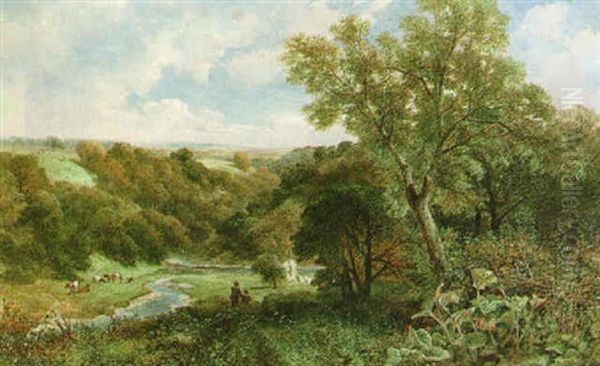 Brignall Banks, Greta River Oil Painting by James Peel