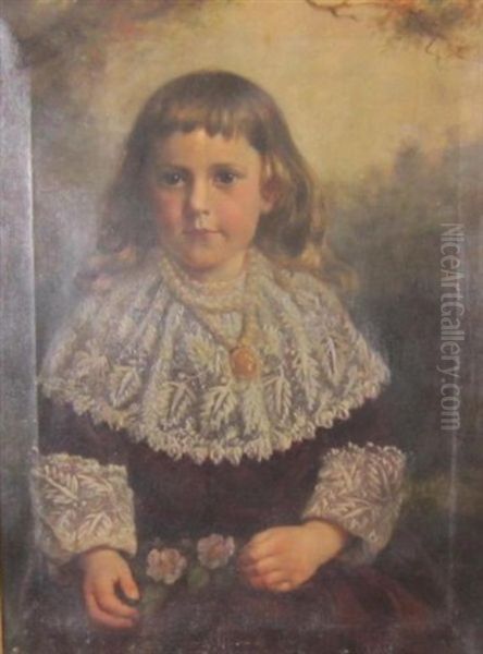 Portrait Fo A Child In A Landscape Oil Painting by Paul Peel