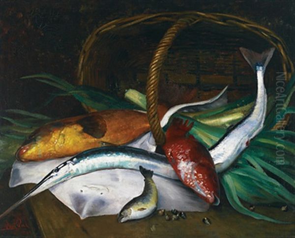 Still Life With Fish Oil Painting by Paul Peel