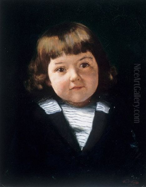 Young Child In A Sailor Suit Oil Painting by Paul Peel