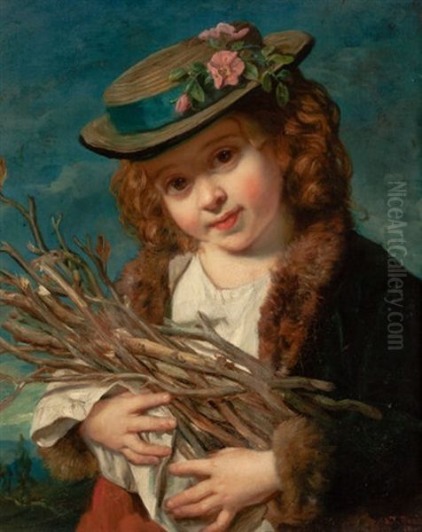 Little Wood Gatherer Oil Painting by John Thomas Peele