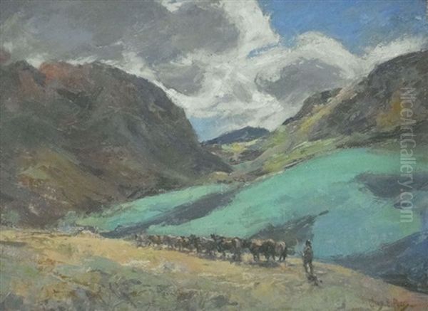 A Herder In The Drakensberg Oil Painting by Charles E. Peers