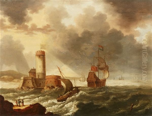 Coastal Landscape With A Castle And A Ship Oil Painting by Bonaventura Peeters the Elder