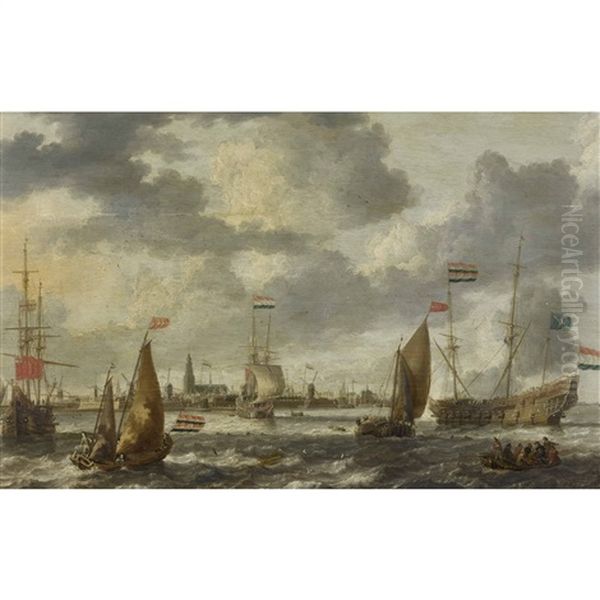 Sailing Ships Oil Painting by Bonaventura Peeters the Elder