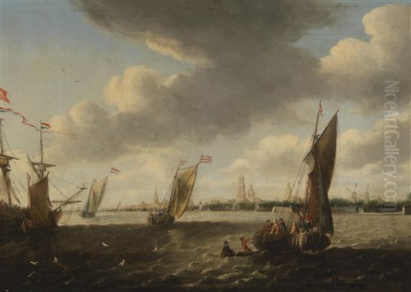 Ships On The Scheldt Before Antwerp Oil Painting by Bonaventura Peeters the Elder