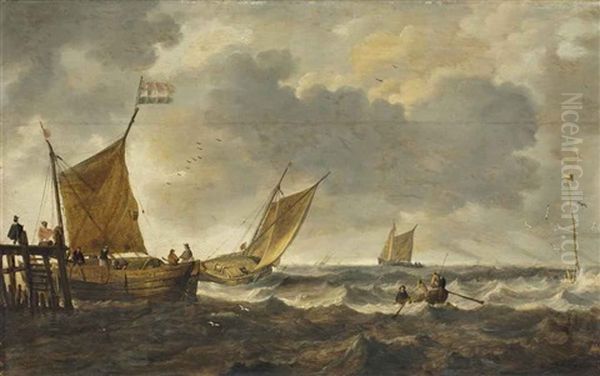 Marine Par Grand Vent Oil Painting by Bonaventura Peeters the Elder